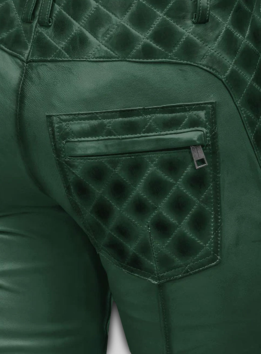 Carrier Burnt Green Leather Pants