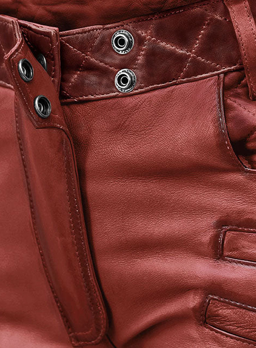 Carrier Burnt Red Leather Pants