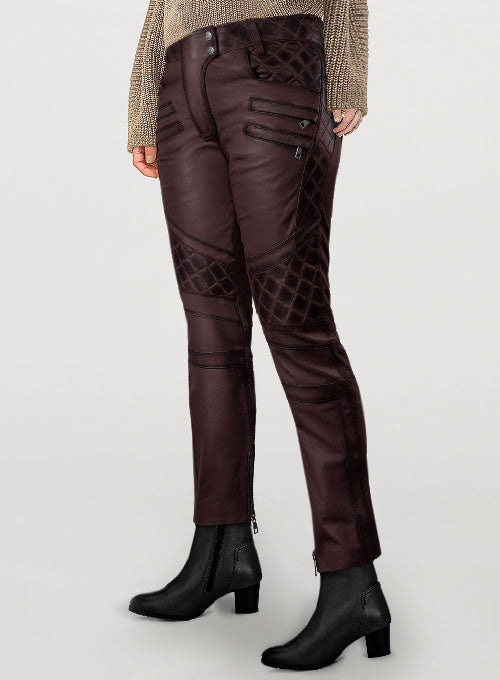 Carrier Burnt Wine Leather Pants - LeatherCult