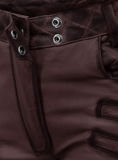 Carrier Burnt Wine Leather Pants - LeatherCult