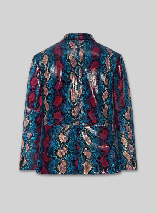 Bold Blue Python Catwalk Leather Blazer # 2