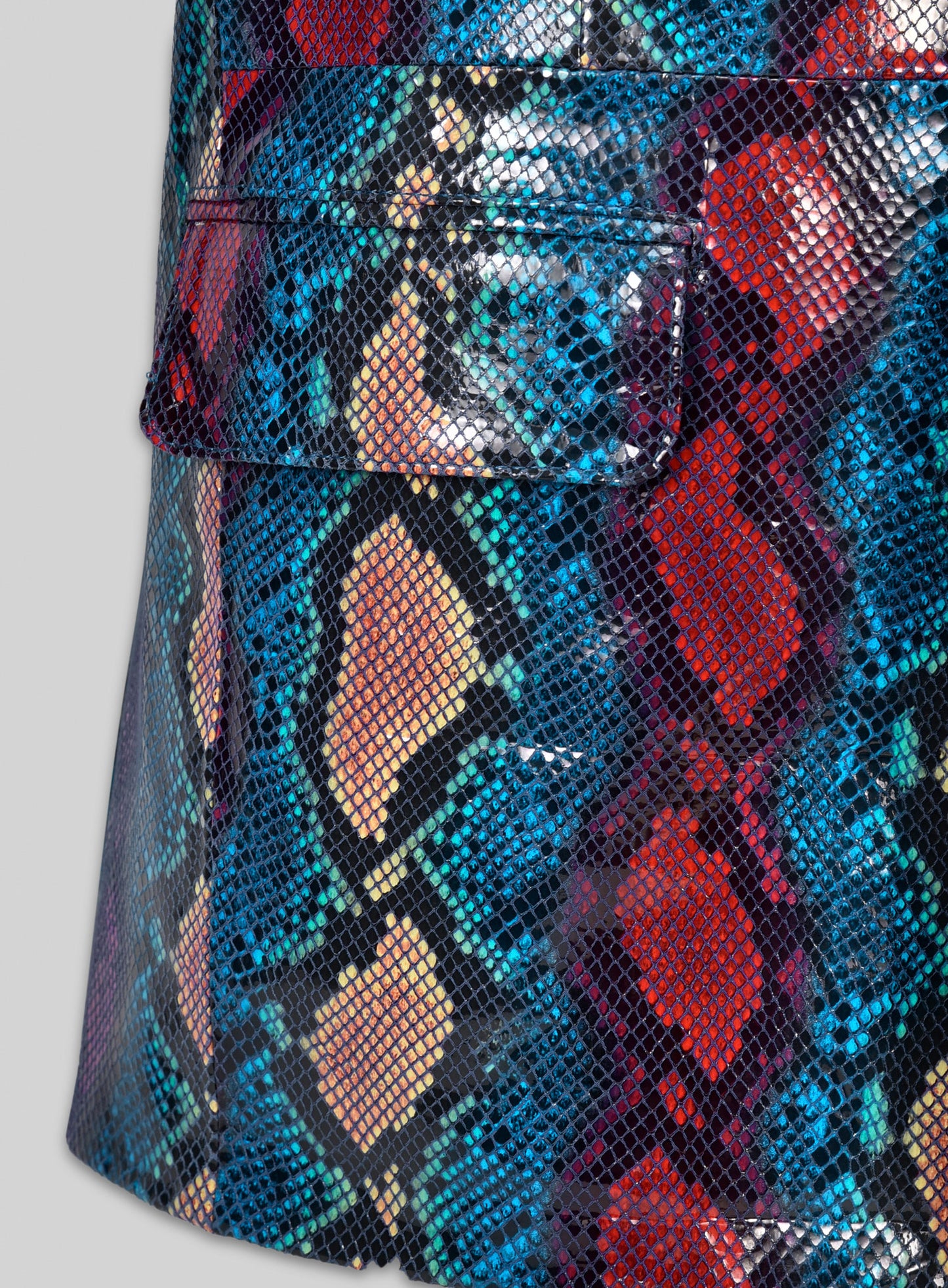 Bold Blue Python Catwalk Leather Blazer # 2