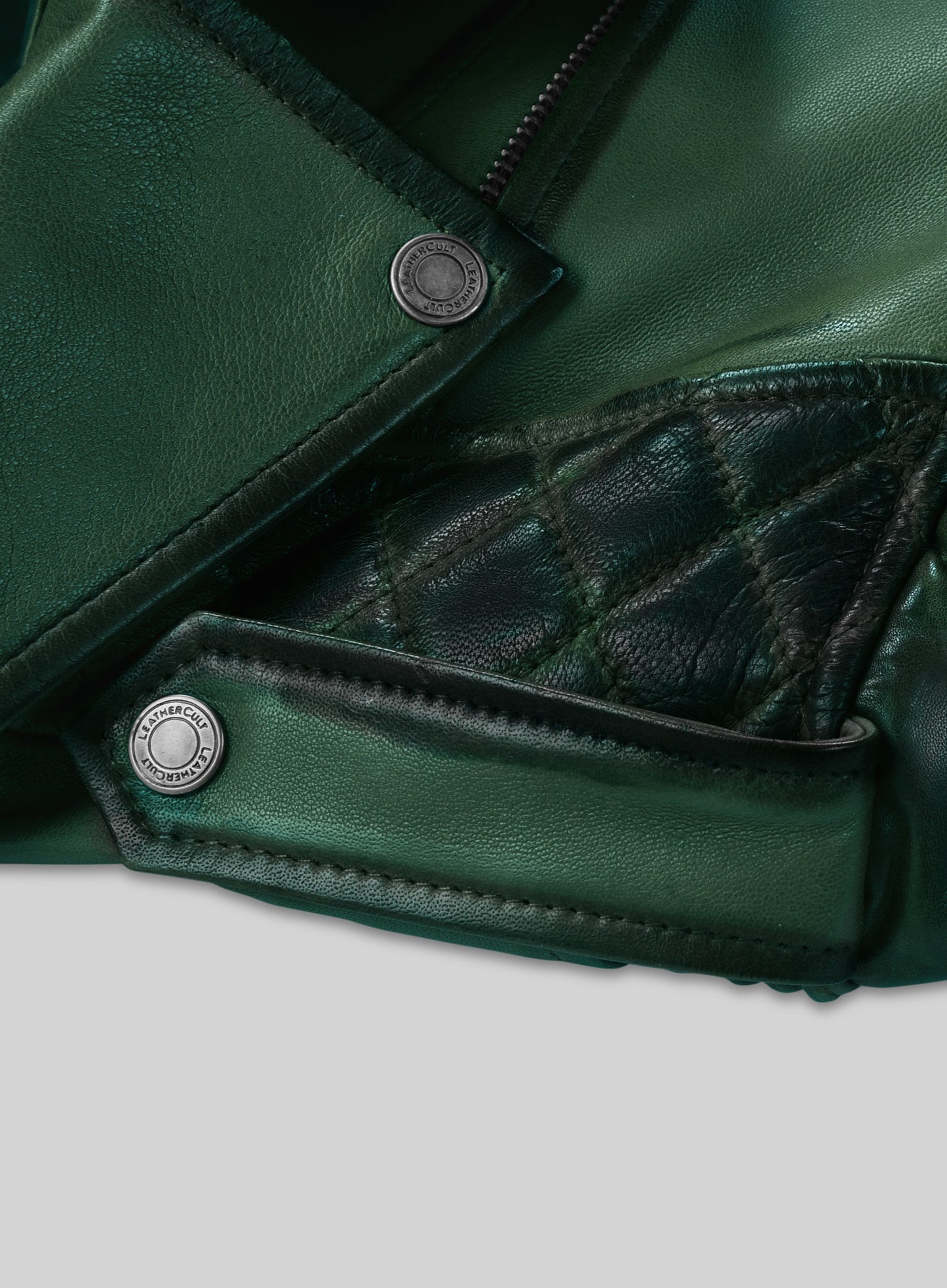 Charles Burnt Green Leather Jacket