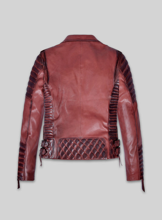 Charlotte Burnt Red Leather Jacket