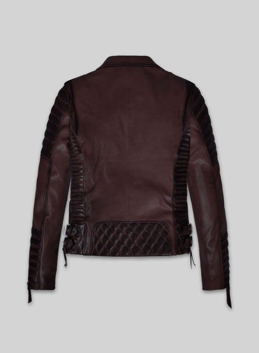 Charlotte Burnt Wine Leather Jacket