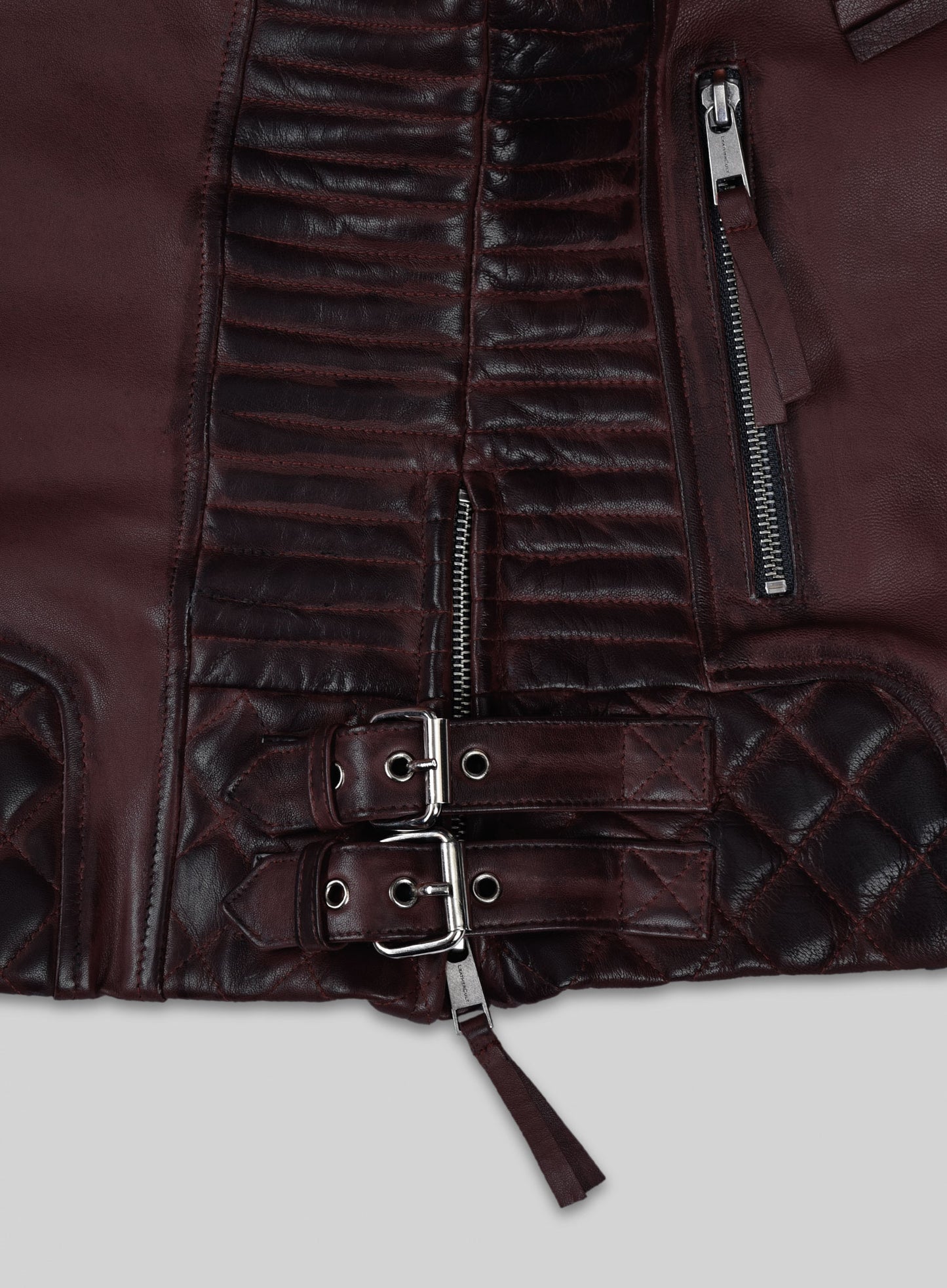 Charlotte Burnt Wine Leather Jacket