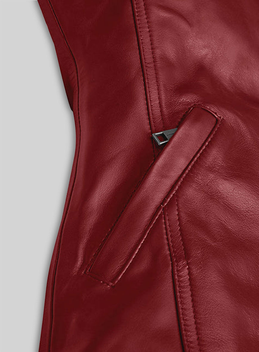 Cherry Red Leather Jacket #292