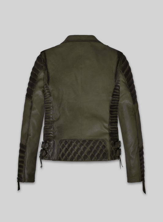 Charlotte Burnt Olive Leather Jacket