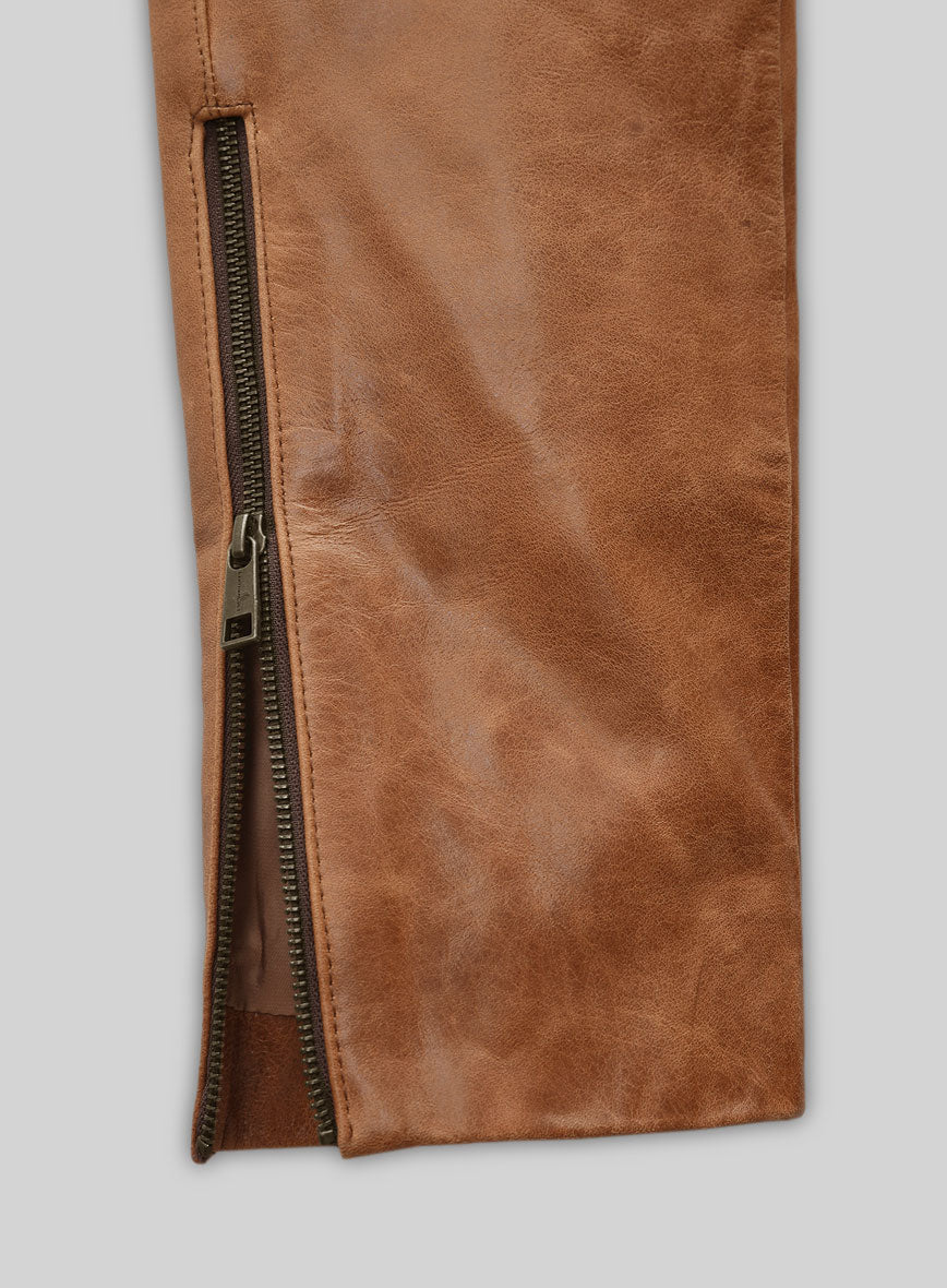 Cognac Ricky Martin Leather Pants