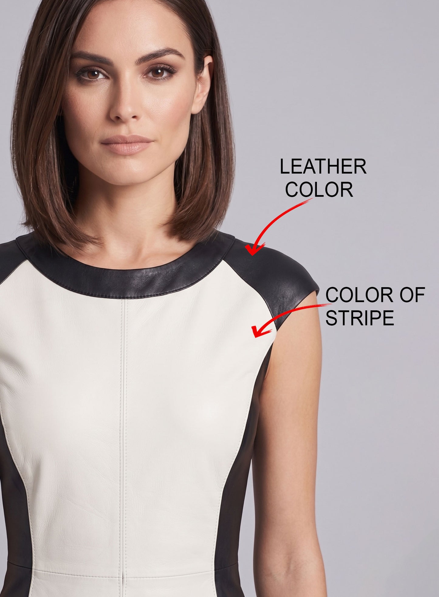 Color Block Leather Dress - # 754