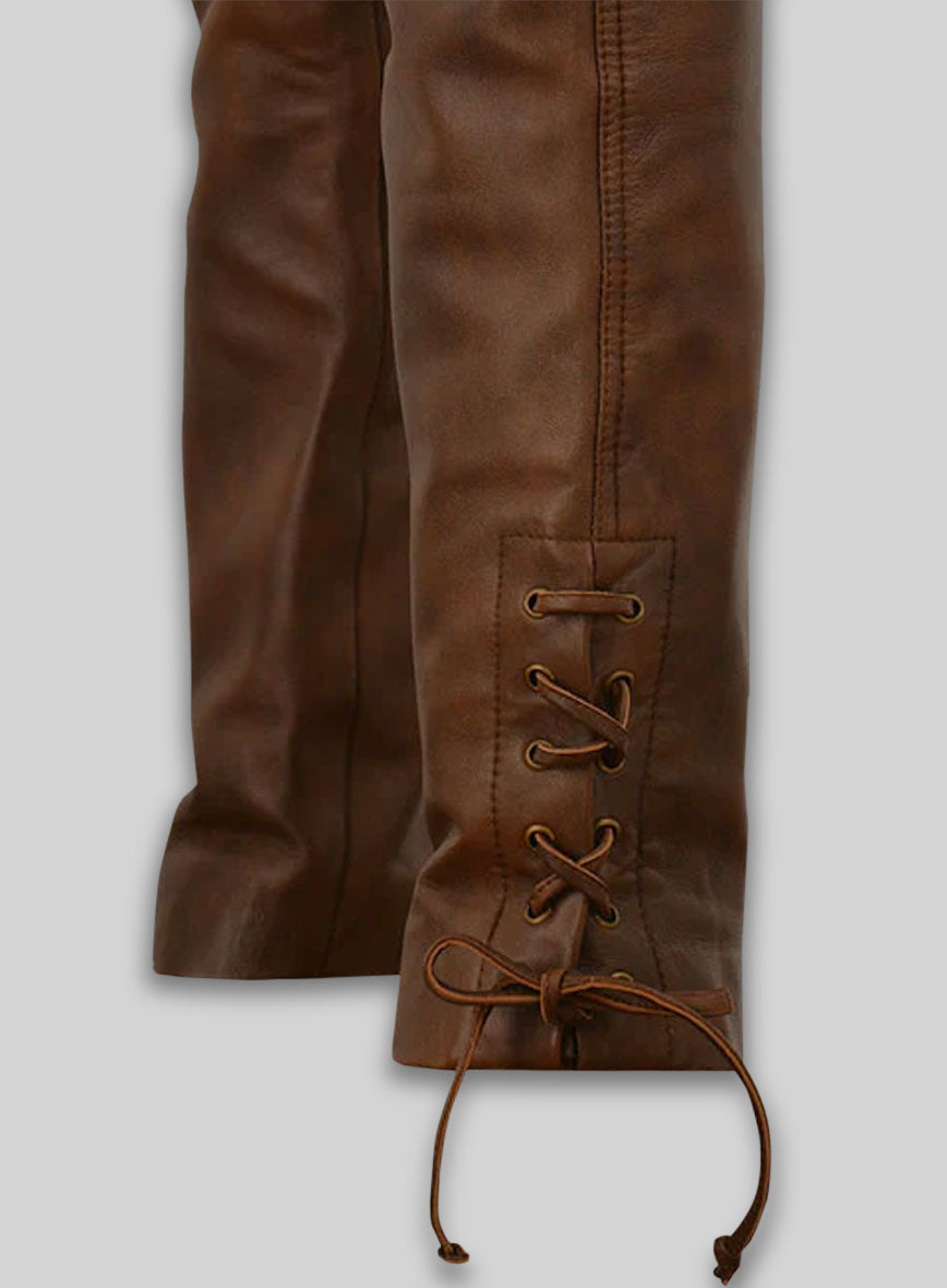 Cowboy Lace up Leather Pants