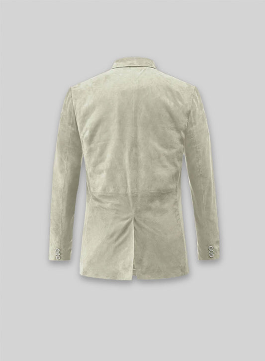 Cream Beige Suede Leather Blazer