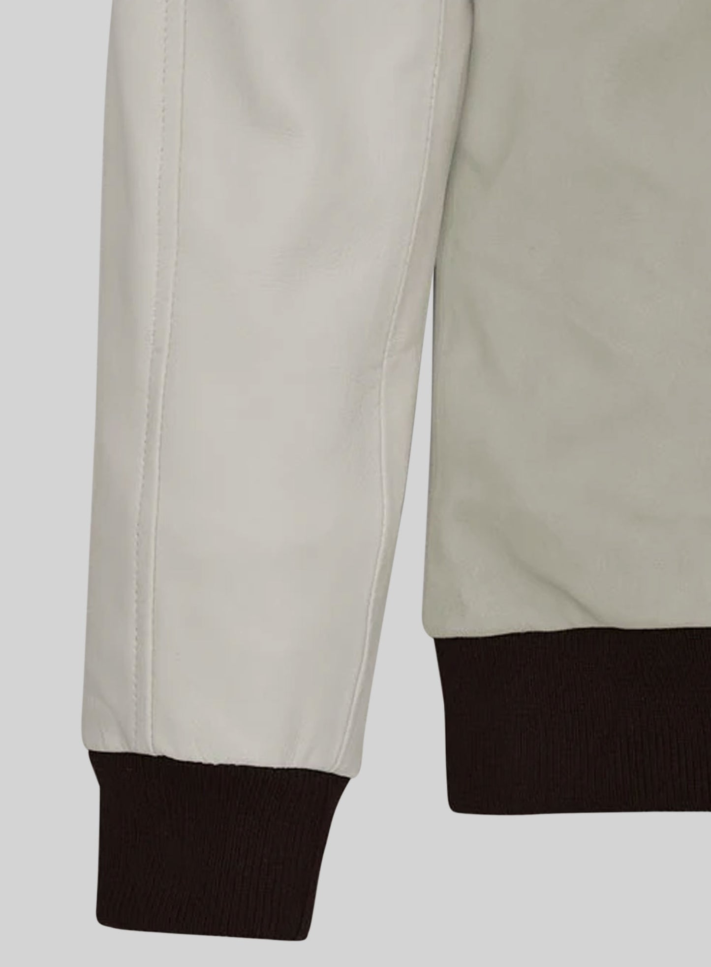 Cream Beige Suede Varsity Noir Leather Jacket