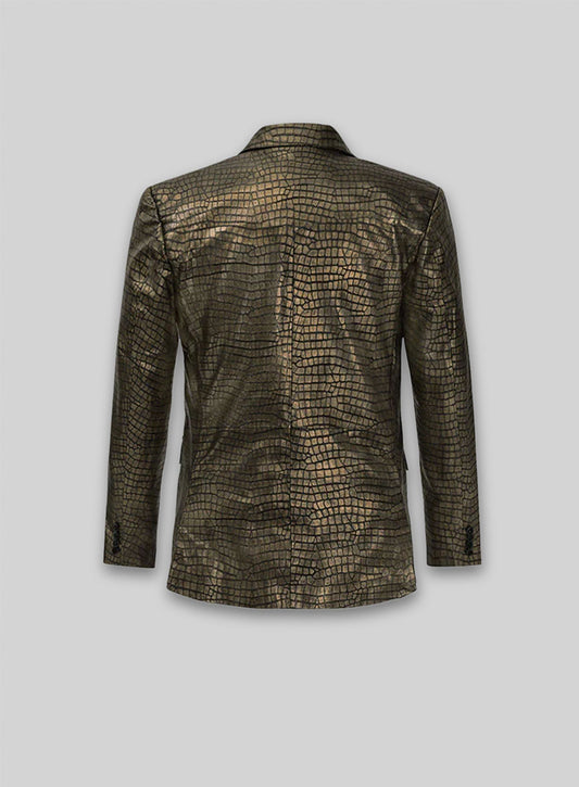 Croc Antique Gold Leather Blazer