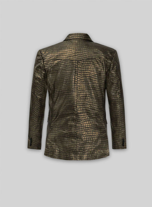 Croc Antique Gold Western Leather Blazer