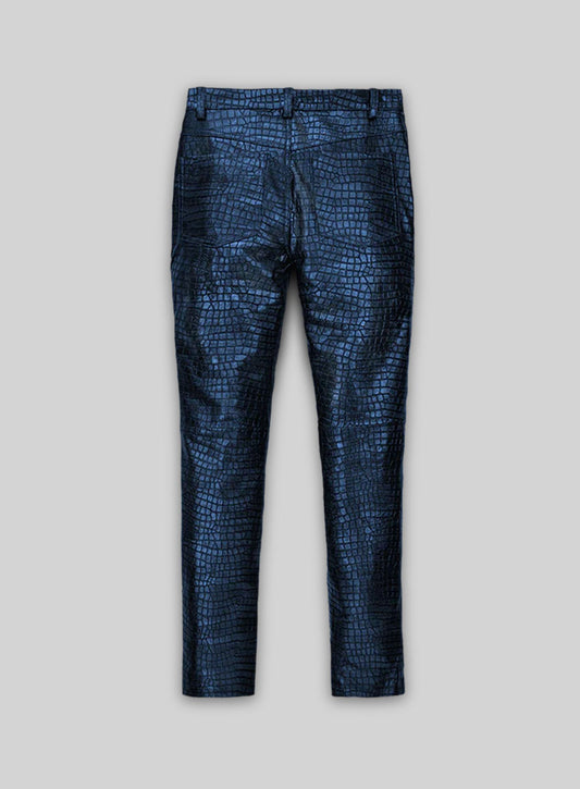 Croc Metallic Blue Leather Pants - Jeans Style