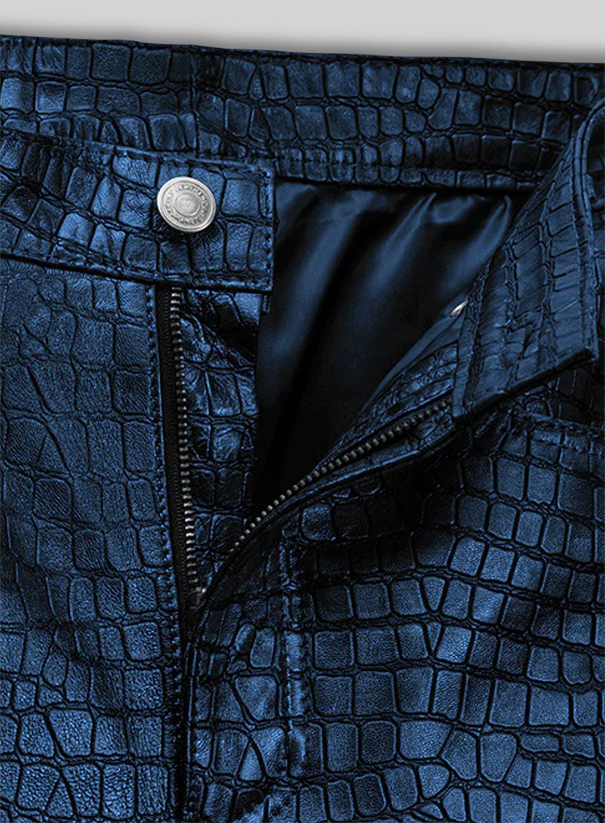 Croc Metallic Blue Leather Pants - Jeans Style