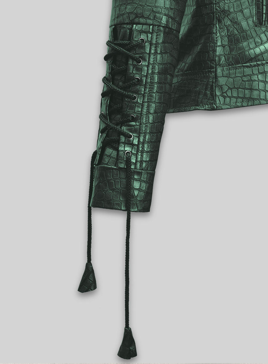 Croc Metallic Green Leather Jacket #511