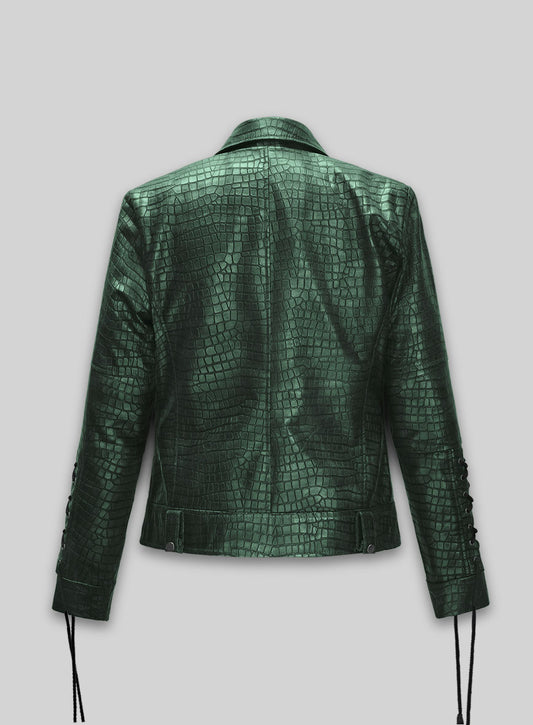 Croc Metallic Green Leather Jacket #511
