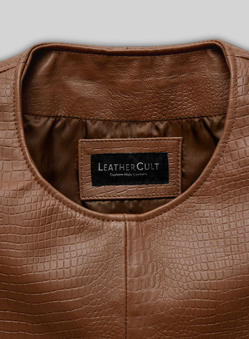 Crocodile Brown Leather T-Shirt