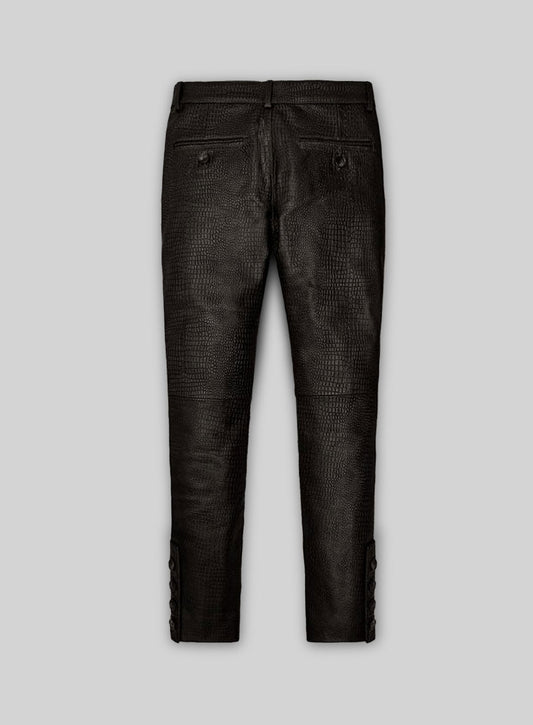 Crocodile Dark Brown Hyde Leather Pants