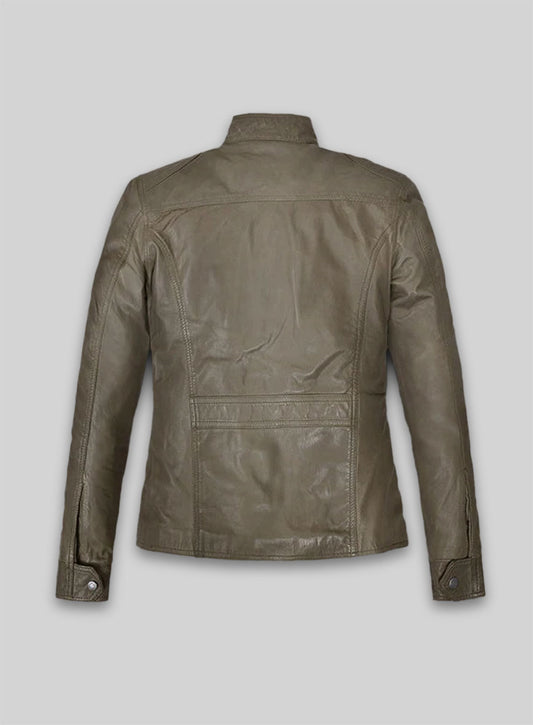 Croma Gray Washed & Wax Scarlett Johansson Leather Jacket