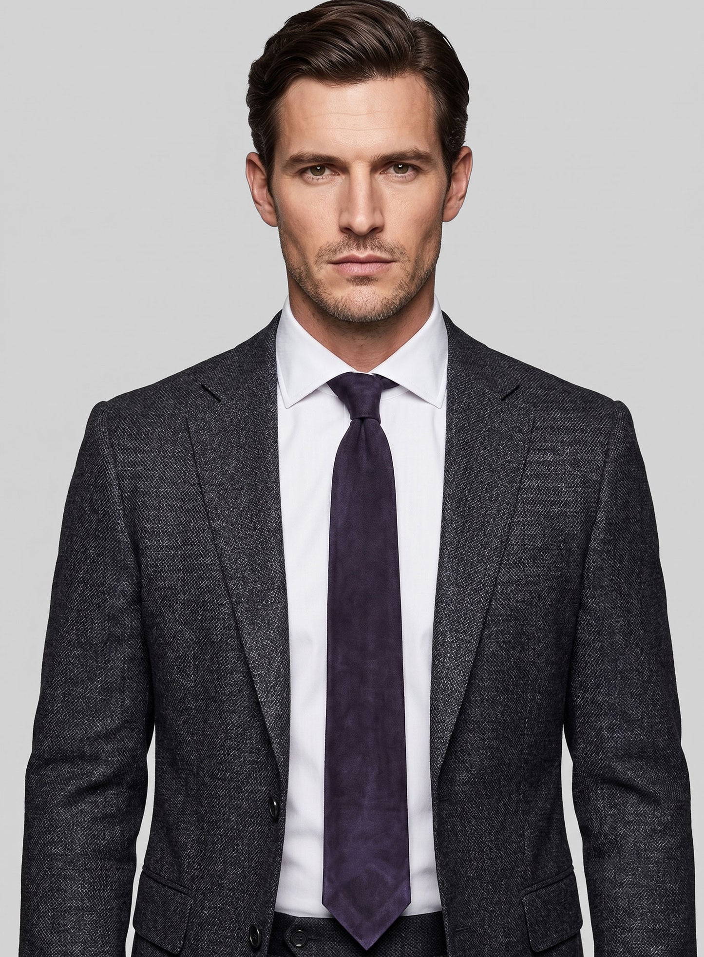 Dark Slate Purple Suede Leather Tie