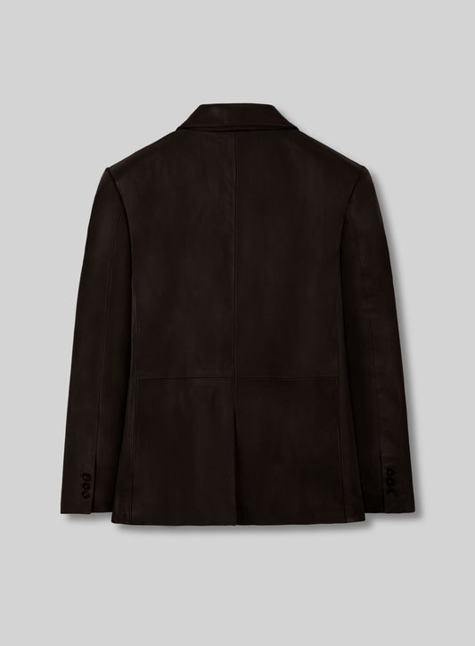 Dark Brown Leather Blazer - 42 Regular