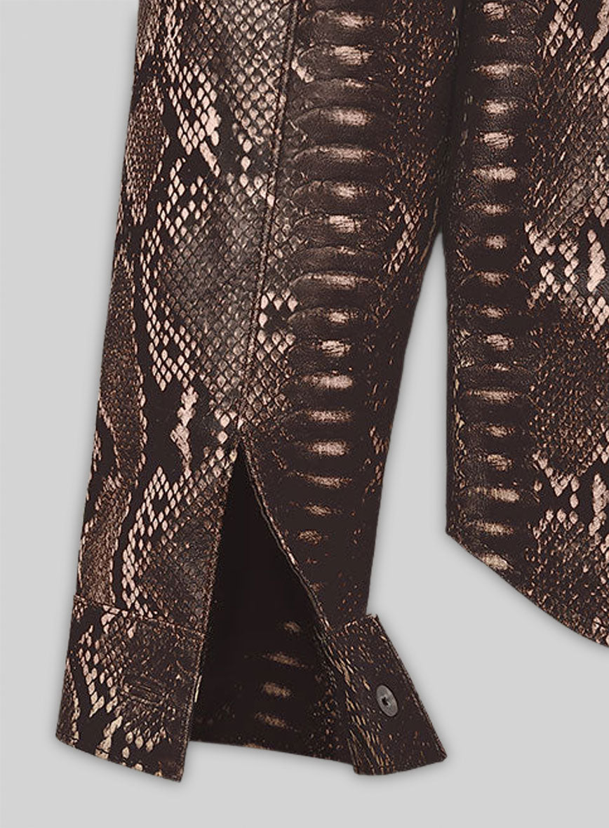 Dark Brown Python Classic Leather Shirt