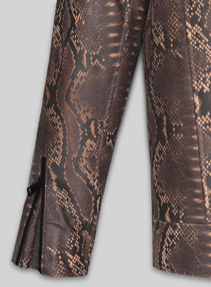 Dark Brown Python Jason Momoa Fast-X Leather Jacket