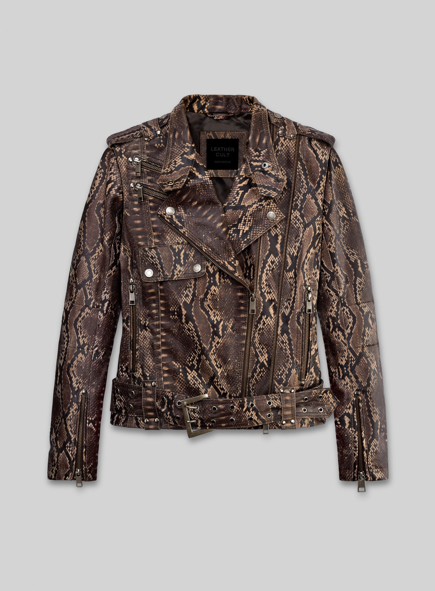 Dark Brown Python Leather Jacket # 280 – LeatherCult