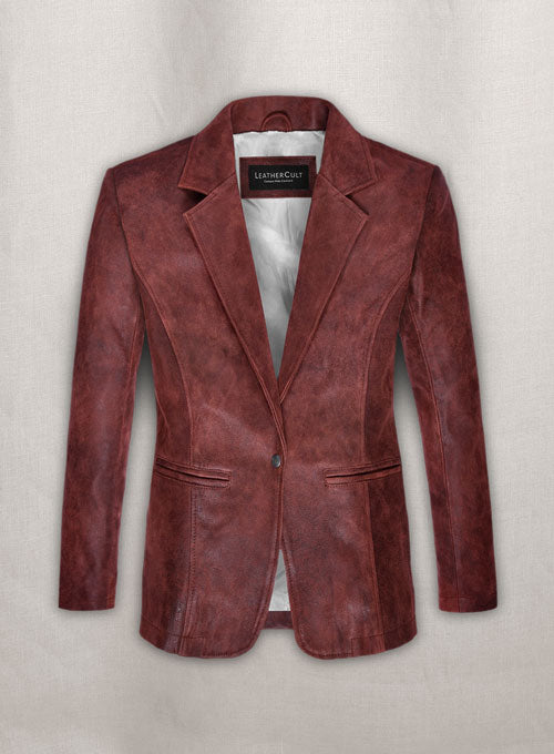Dark Vintage Red Ali Larter Resident Evil Leather Blazer - LeatherCult