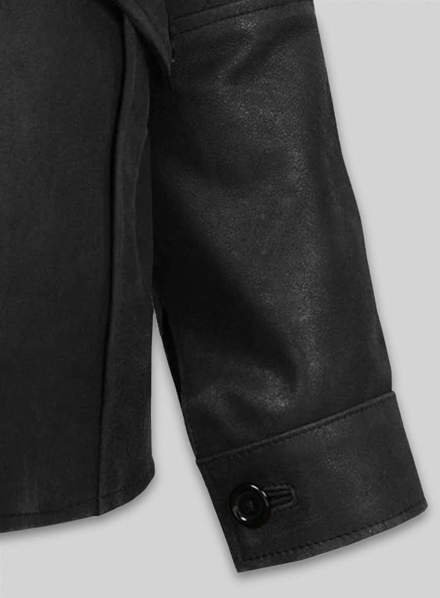 Distressed Black Leather Jacket # 106