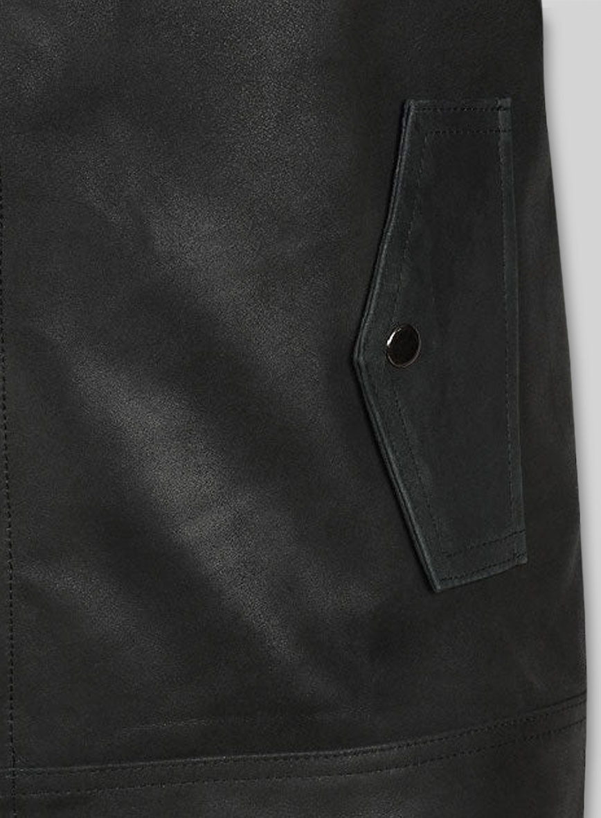 Distressed Black Leather Jacket # 616