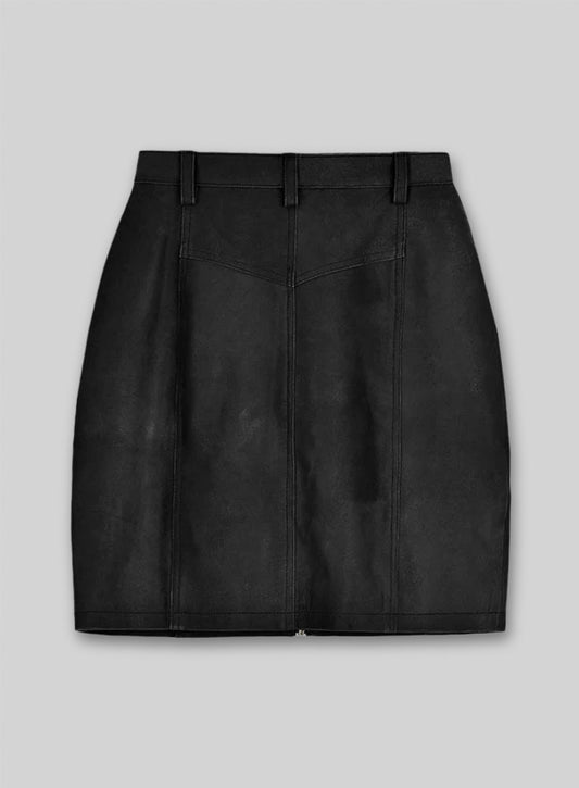 Distressed Black Stylish Leather Skirt #148