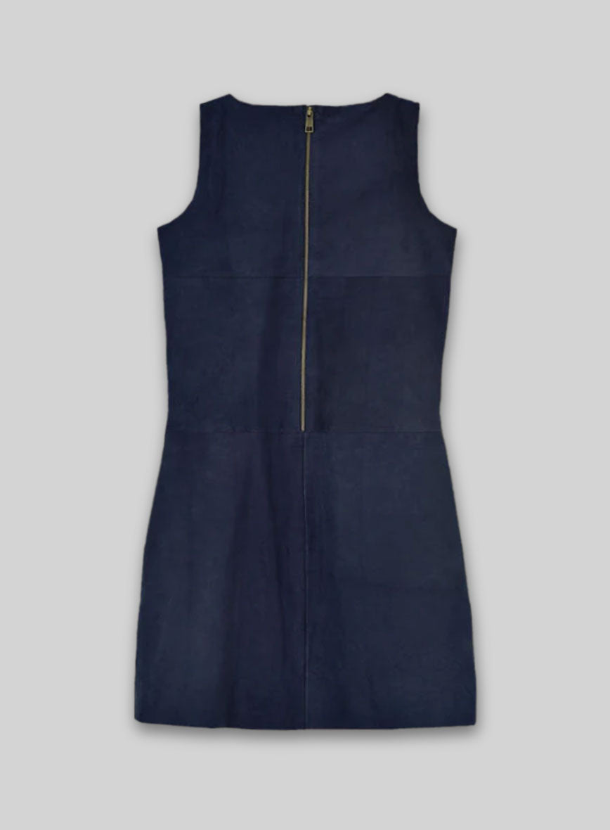 Dark Blue Suede Circle Leather Dress - # 755
