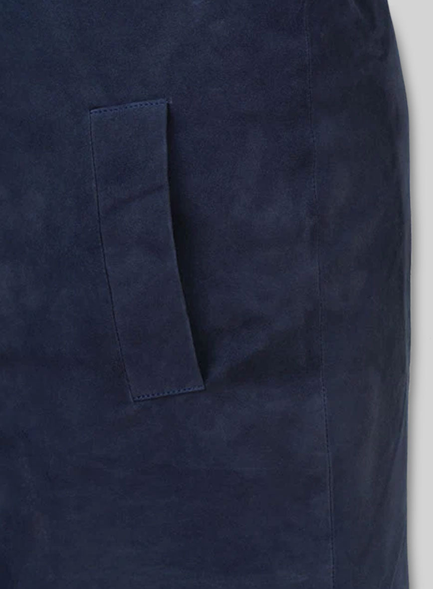 Dark Blue Suede Circle Leather Dress - # 755