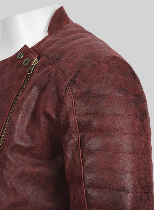 Dark Vintage Red Leather Jacket # 645 - LeatherCult