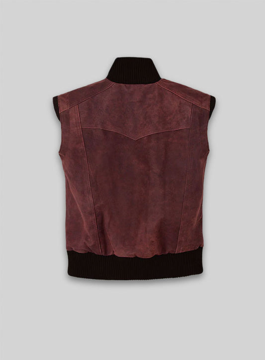 Dark Vintage Red Leather Biker Vest # 314