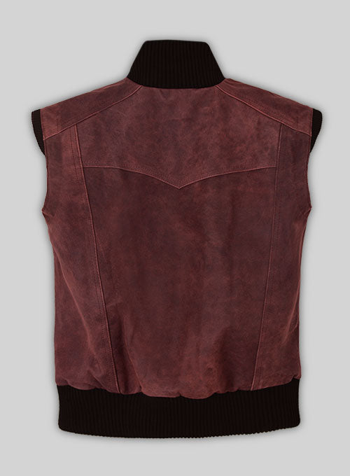 Dark Vintage Red Leather Biker Vest # 314 - LeatherCult