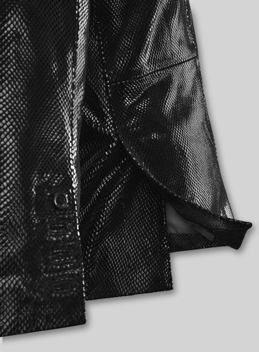 Snake Emboss Black Leather Blazer