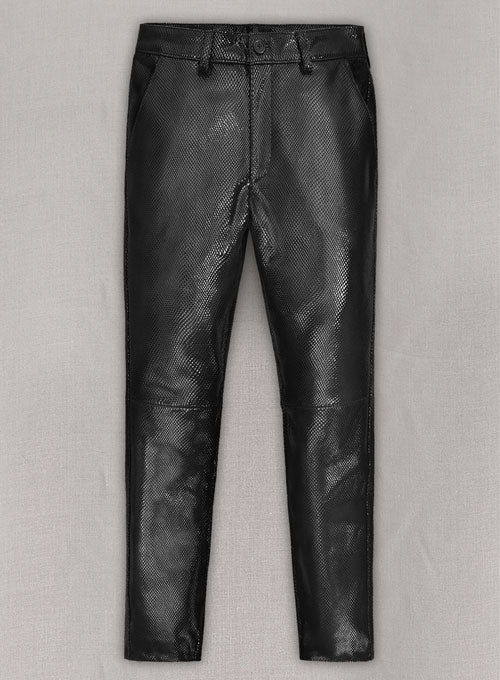 Snake Embossed Double Breasted Leather Suit - LeatherCult