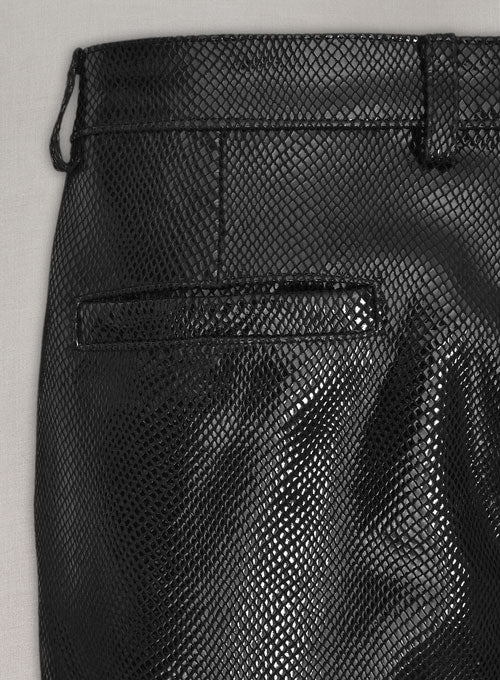 Snake Embossed Double Breasted Leather Suit - LeatherCult