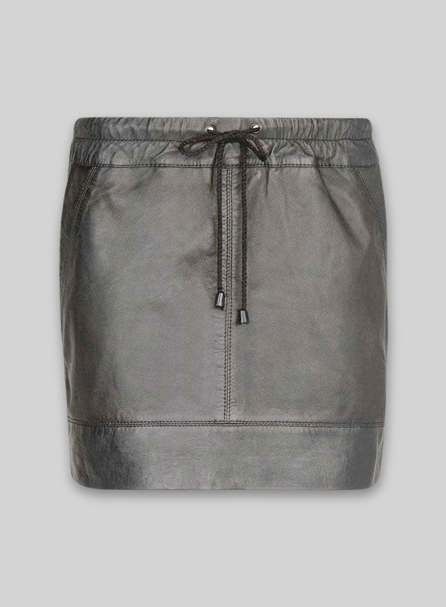Drawstring Leather Skirt - # 421