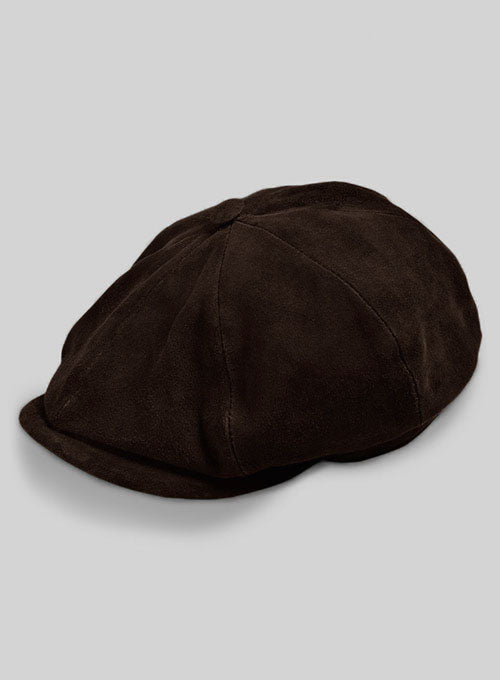 Dark Brown Suede Newsboy Cap - LeatherCult