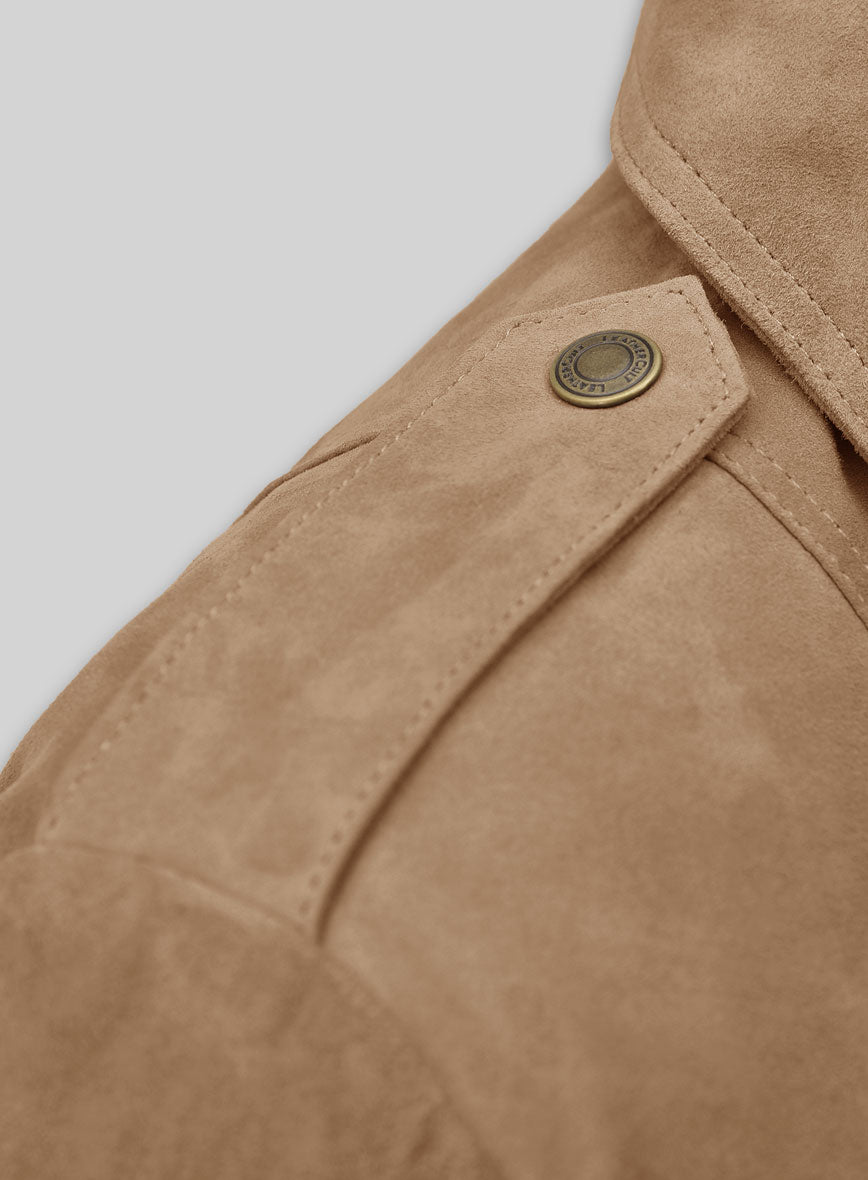 Dusty Beige Suede Leather Fringes Jacket #1008