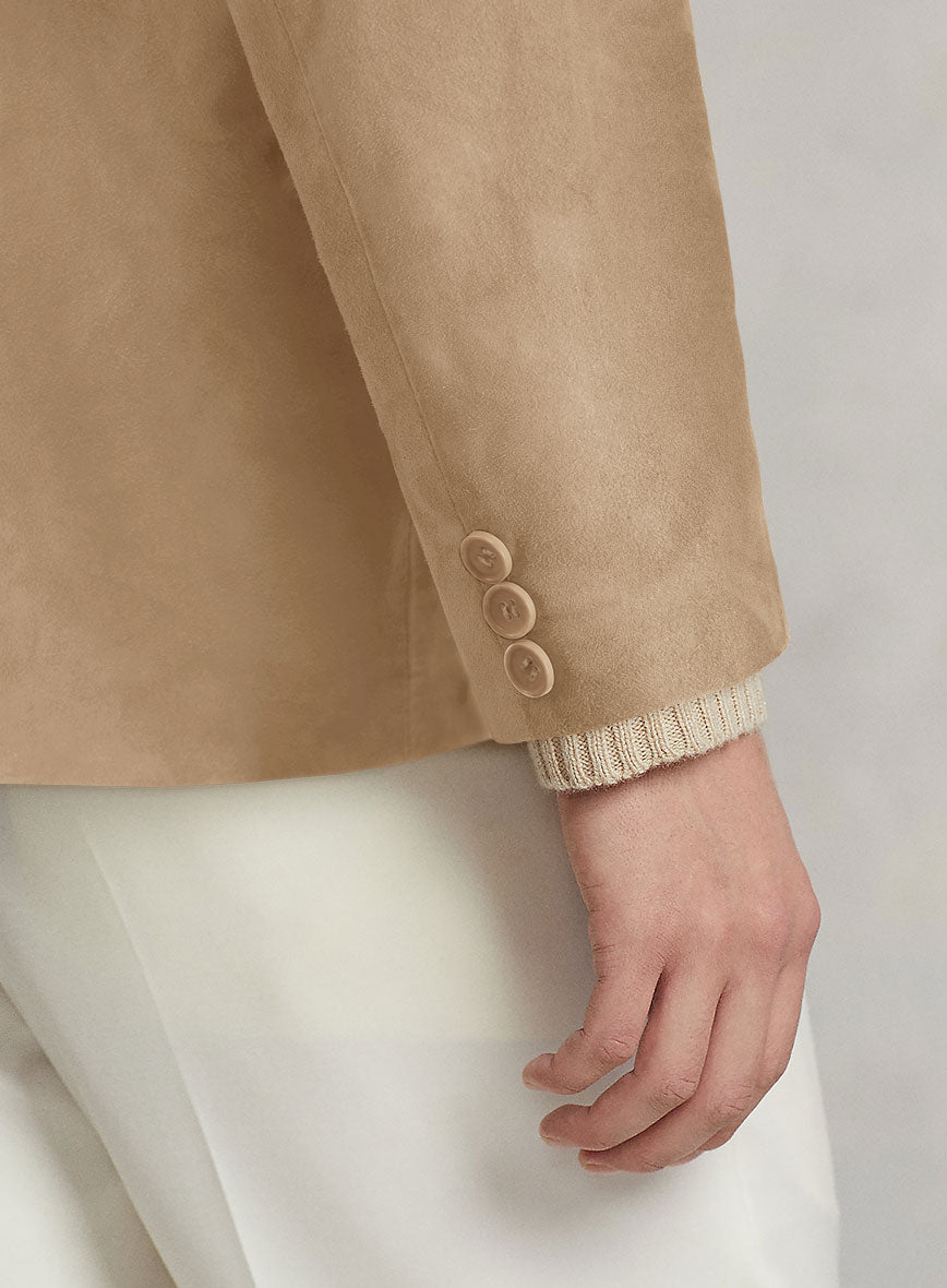 Dusty Beige Suede Leather Blazer