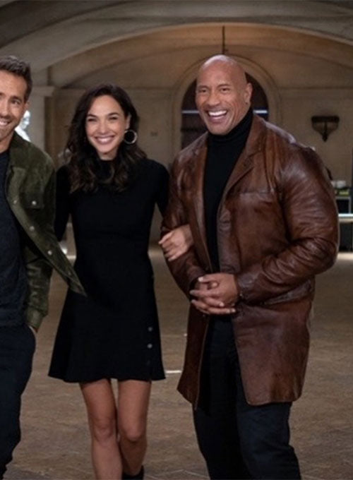 Dwayne Johnson Red Notice Leather Trench Coat - LeatherCult