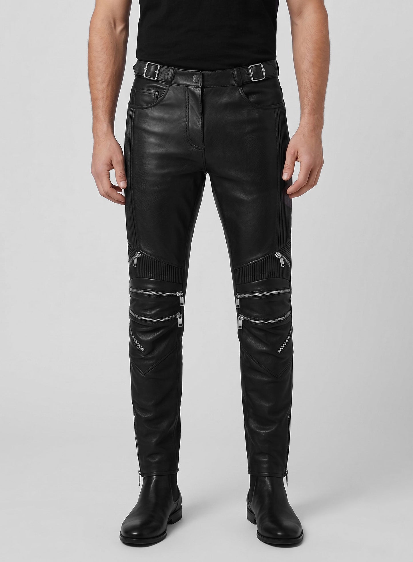 Electric Zipper Mono Leather Pants