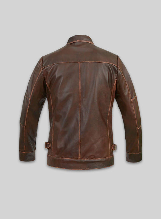 Espresso Rubbed Tan Leather Jacket